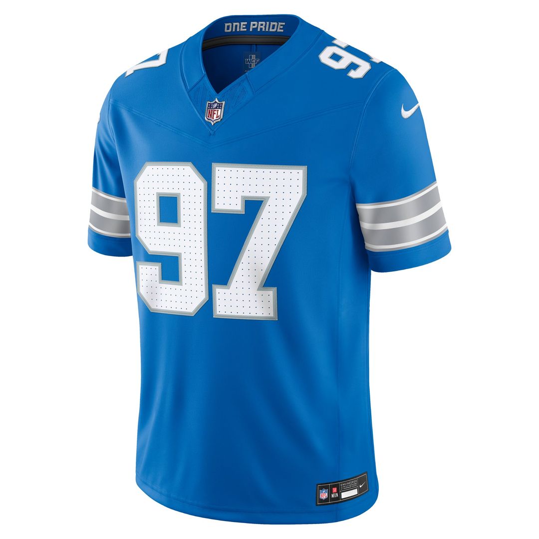 Detroit Lions Aidan Hutchinson Blue Team Vapor F.U.S.E. Stitched Limited Jersey product image 2, provided for visual