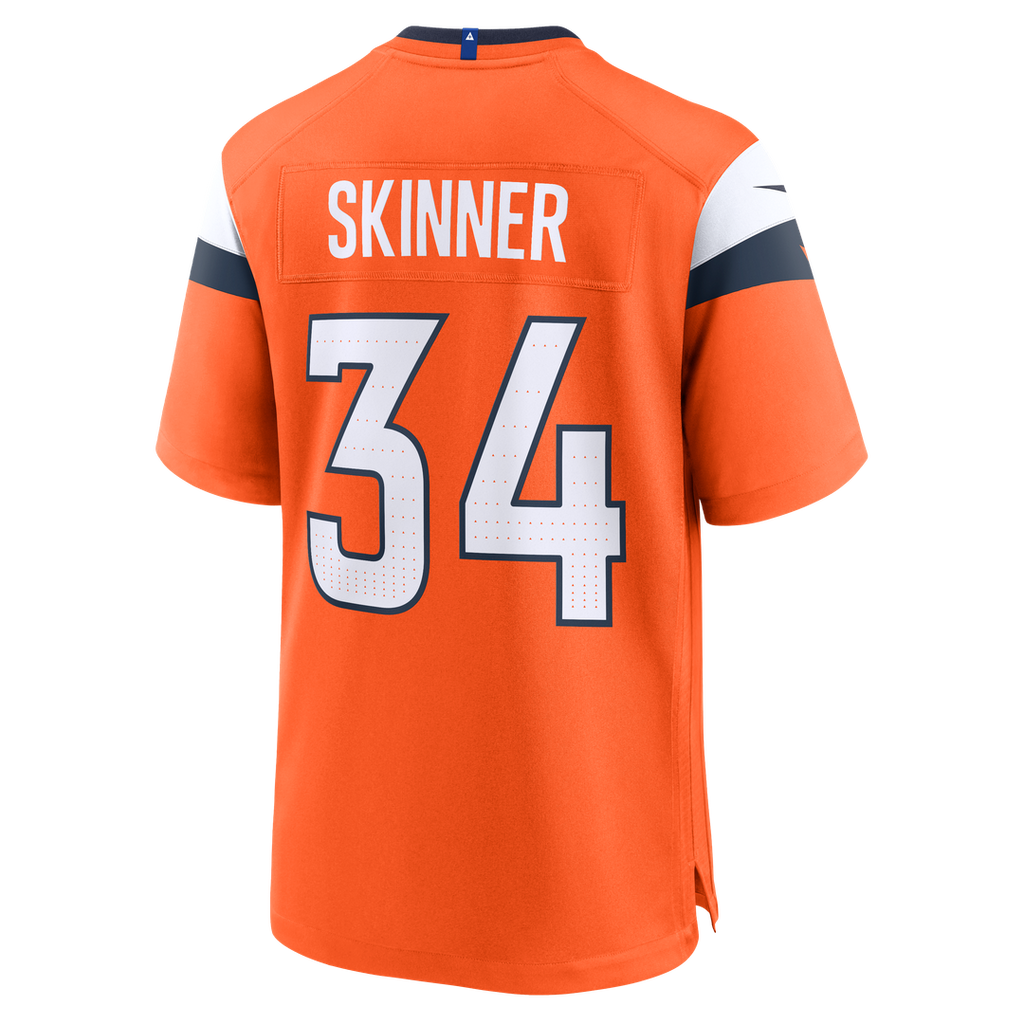 Denver Broncos JL Skinner Orange Team Game Jersey product image 3, provided for visual reference and product detail review