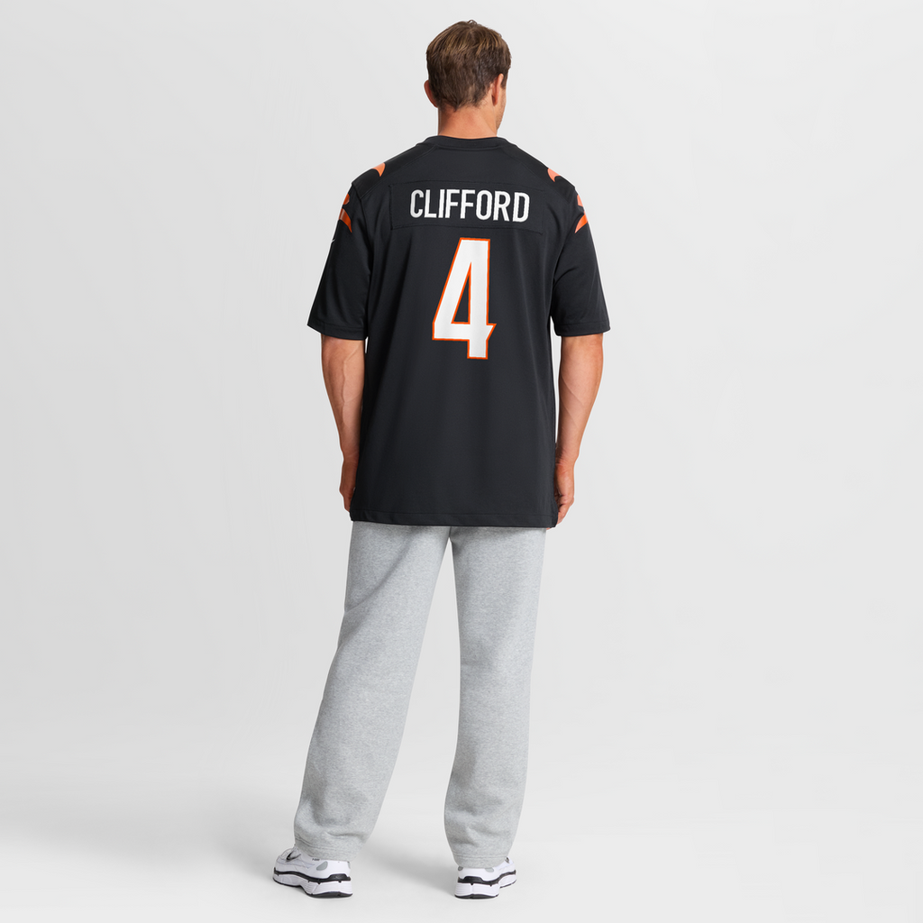 Cincinnati Bengals Sean Clifford Black Team Game Jersey product image 8, provided for visual reference and product detail