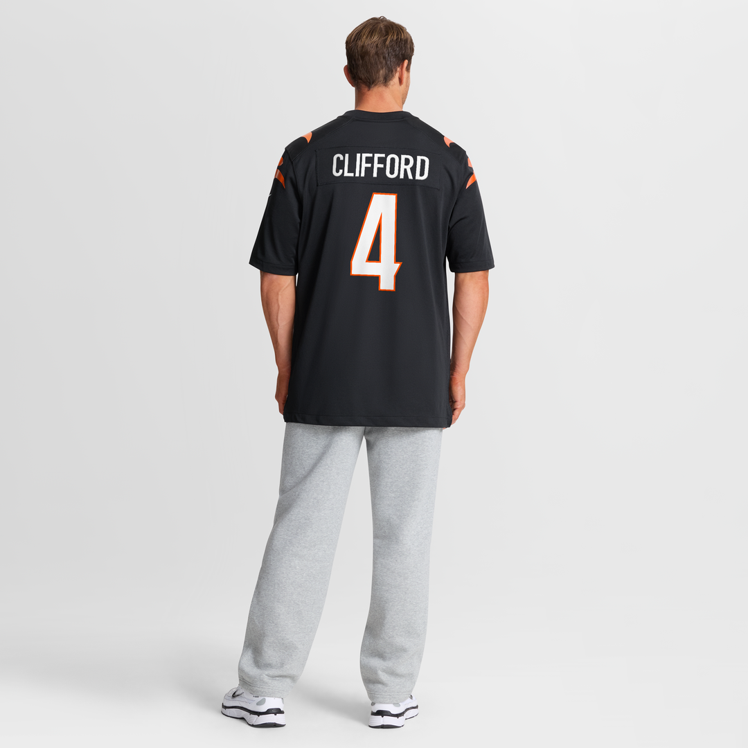 Cincinnati Bengals Sean Clifford Black Team Game Jersey product image 8, provided for visual reference and product detail