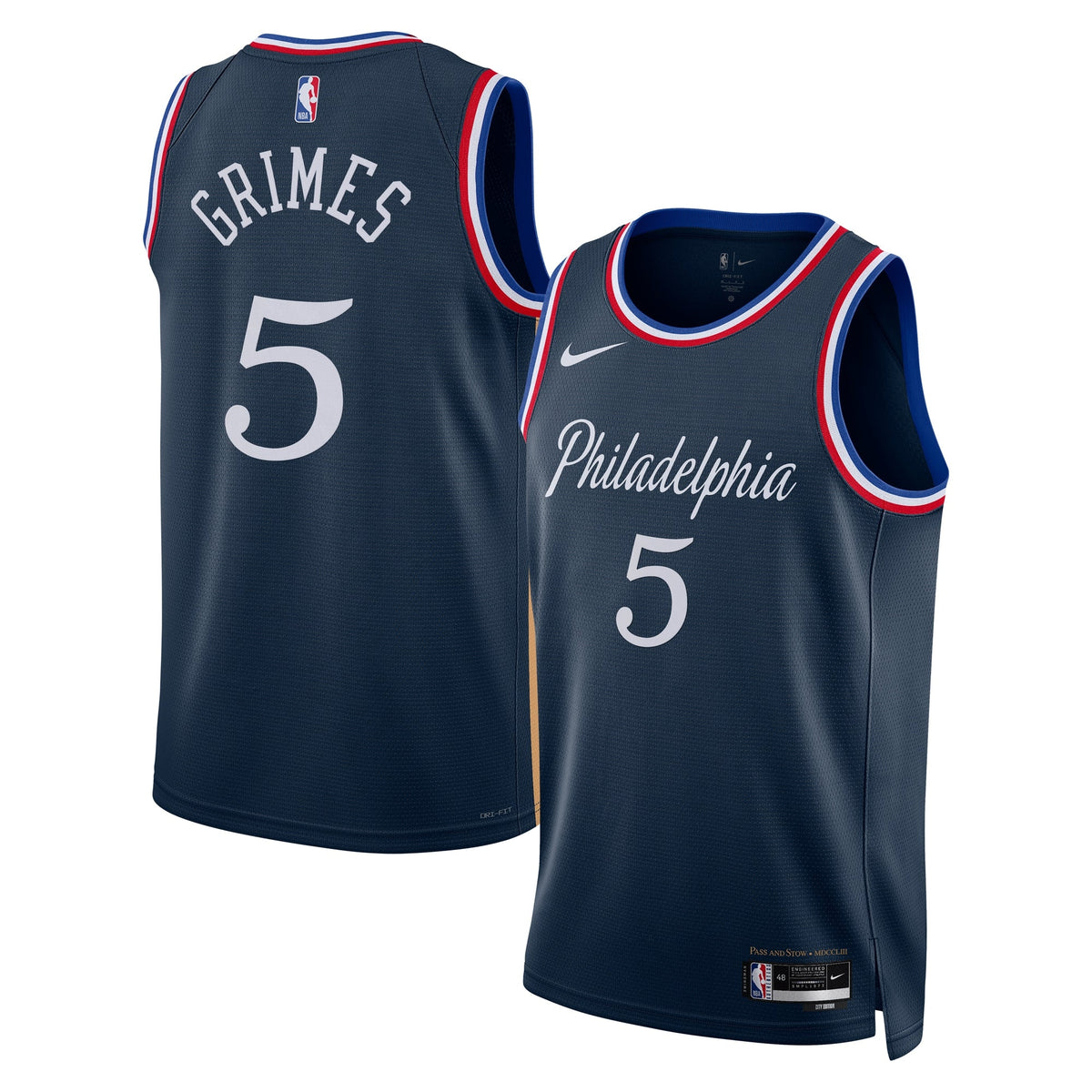 Philadelphia 76ers 2025/26 City Edition Swingman Basketball Jersey - Navy - Quentin Grimes - Unisex product image 1,
