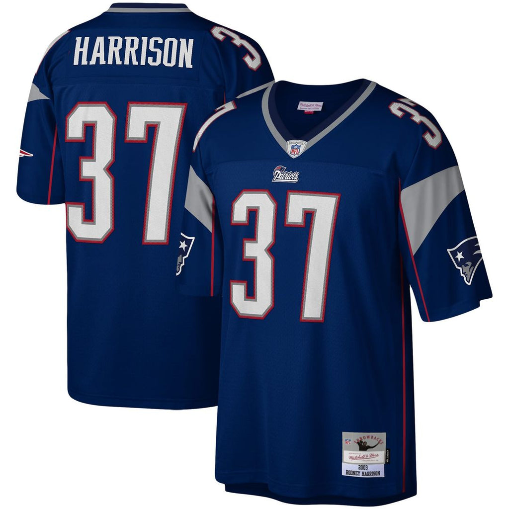New England Patriots Rodney Harrison Navy Legacy Replica Jersey product image 1, provided for visual reference and product