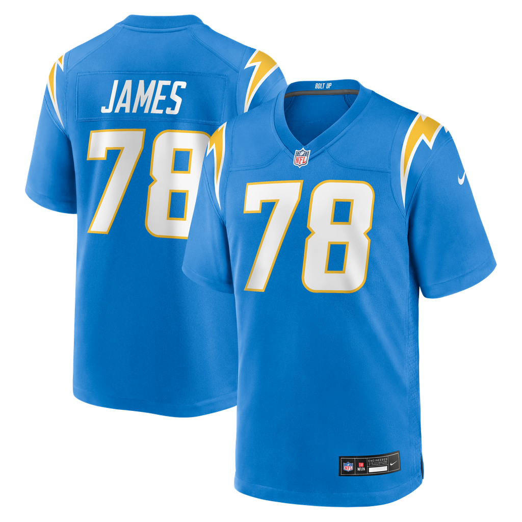 Los Angeles Chargers Andre James Powder Blue Team Game Jersey product image 1, provided for visual reference and product
