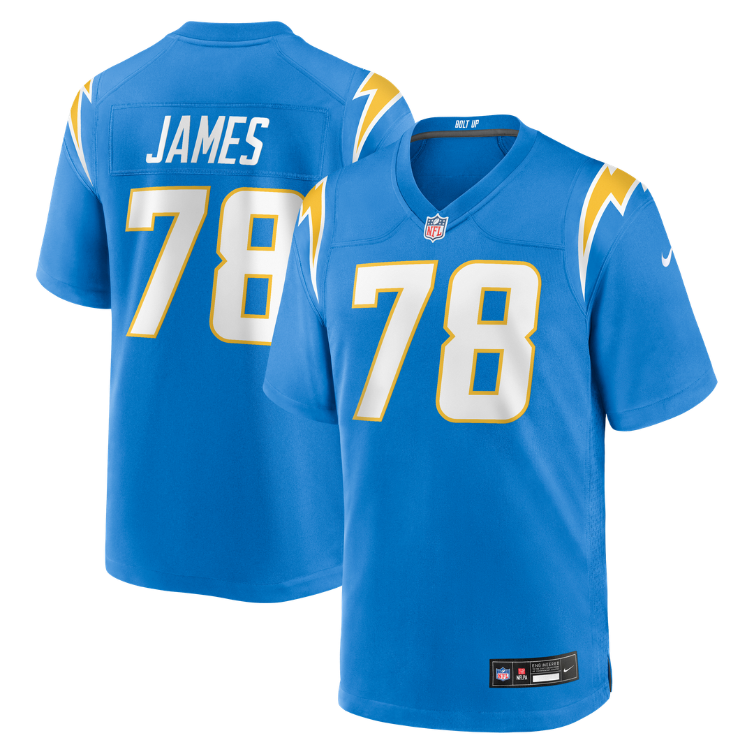 Los Angeles Chargers Andre James Powder Blue Team Game Jersey product image 1, provided for visual reference and product
