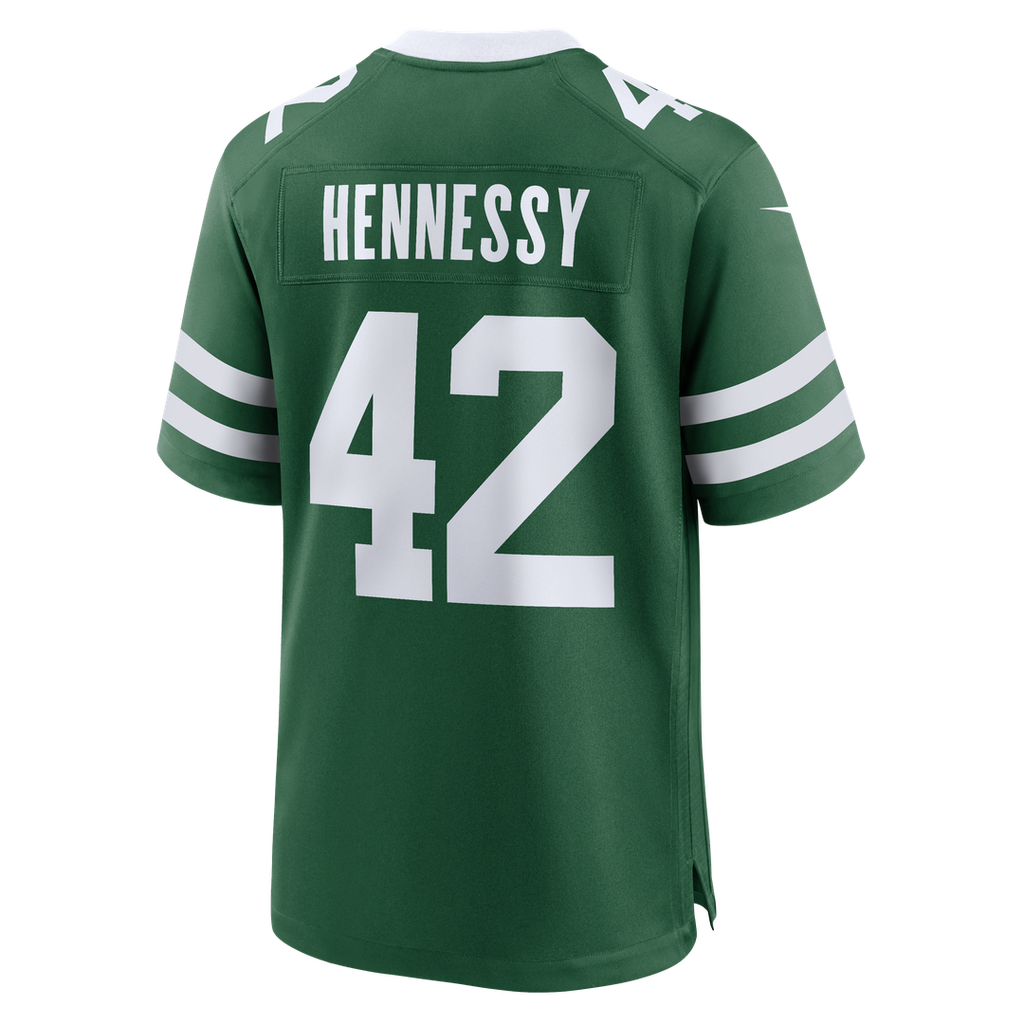 New York Jets Thomas Hennessy Legacy Green Team Game Jersey product image 3, provided for visual reference and product