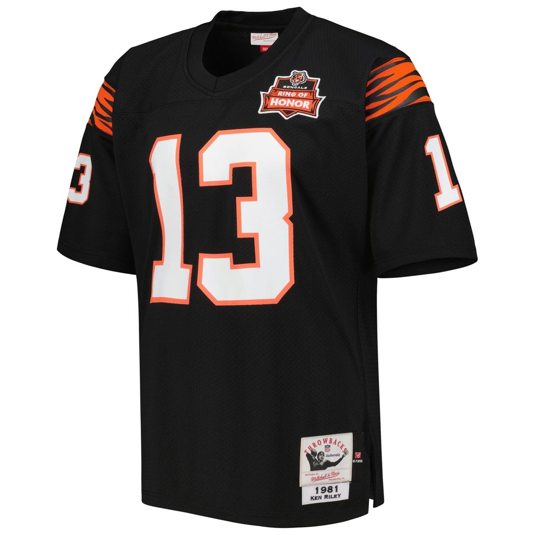 Cincinnati Bengals 1981 Ken Riley Black Authentic Throwback Retired Player Jersey product image 2, provided for visual