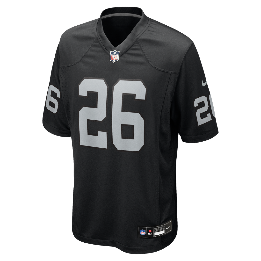 Las Vegas Raiders Darien Porter Black Team Game Jersey product image 2, provided for visual reference and product detail