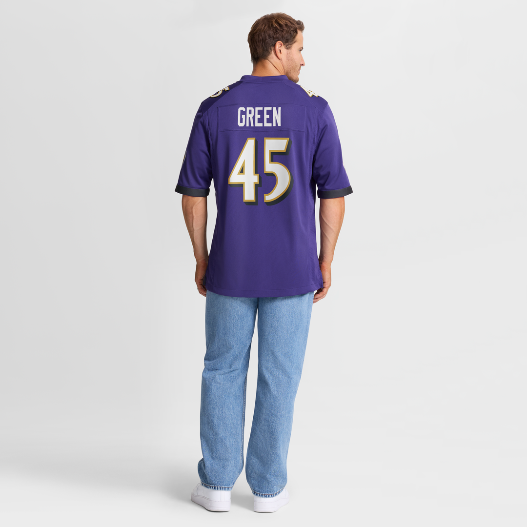 Baltimore Ravens Mike Green Purple Team Game Jersey product image 8, provided for visual reference and product detail review