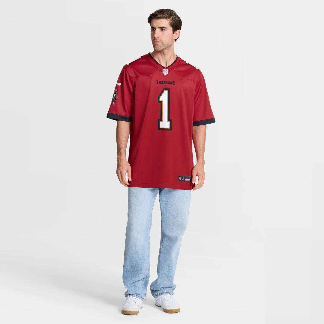 Tampa Bay Buccaneers Number 1 Groom Red Game Jersey product image 7, provided for visual reference and product detail review