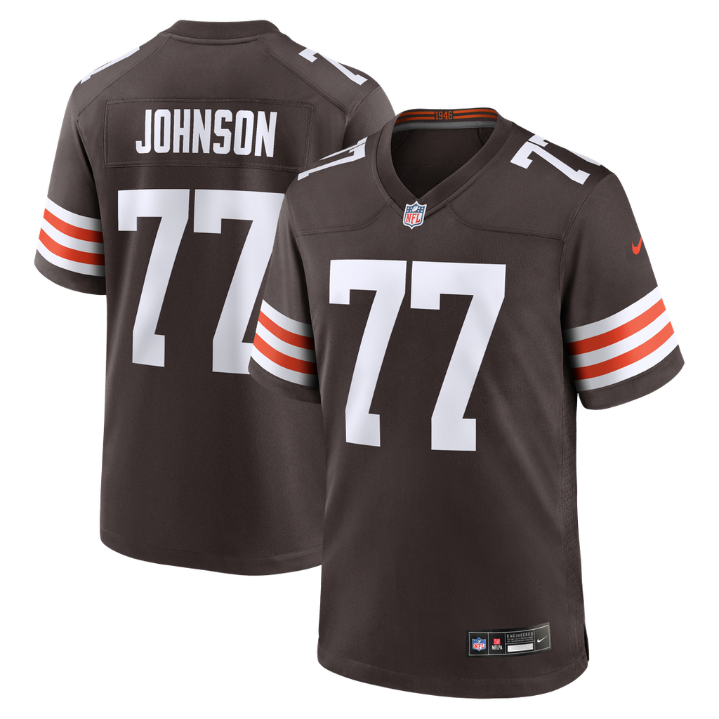 Cleveland Browns Zion Johnson Brown Team Game Jersey product image 1, provided for visual reference and product detail review