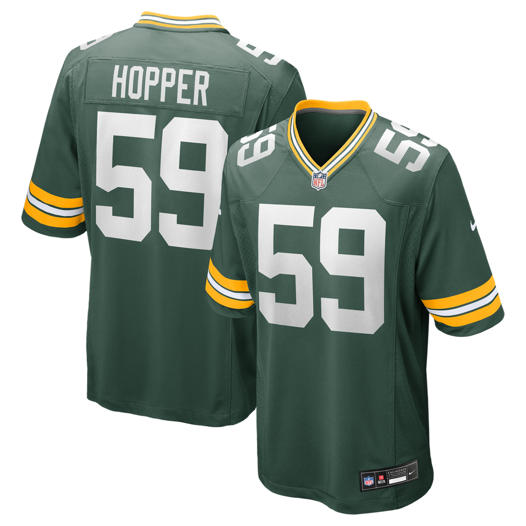 Green Bay Packers Ty'Ron Hopper Green Game Jersey product image 1, provided for visual reference and product detail review