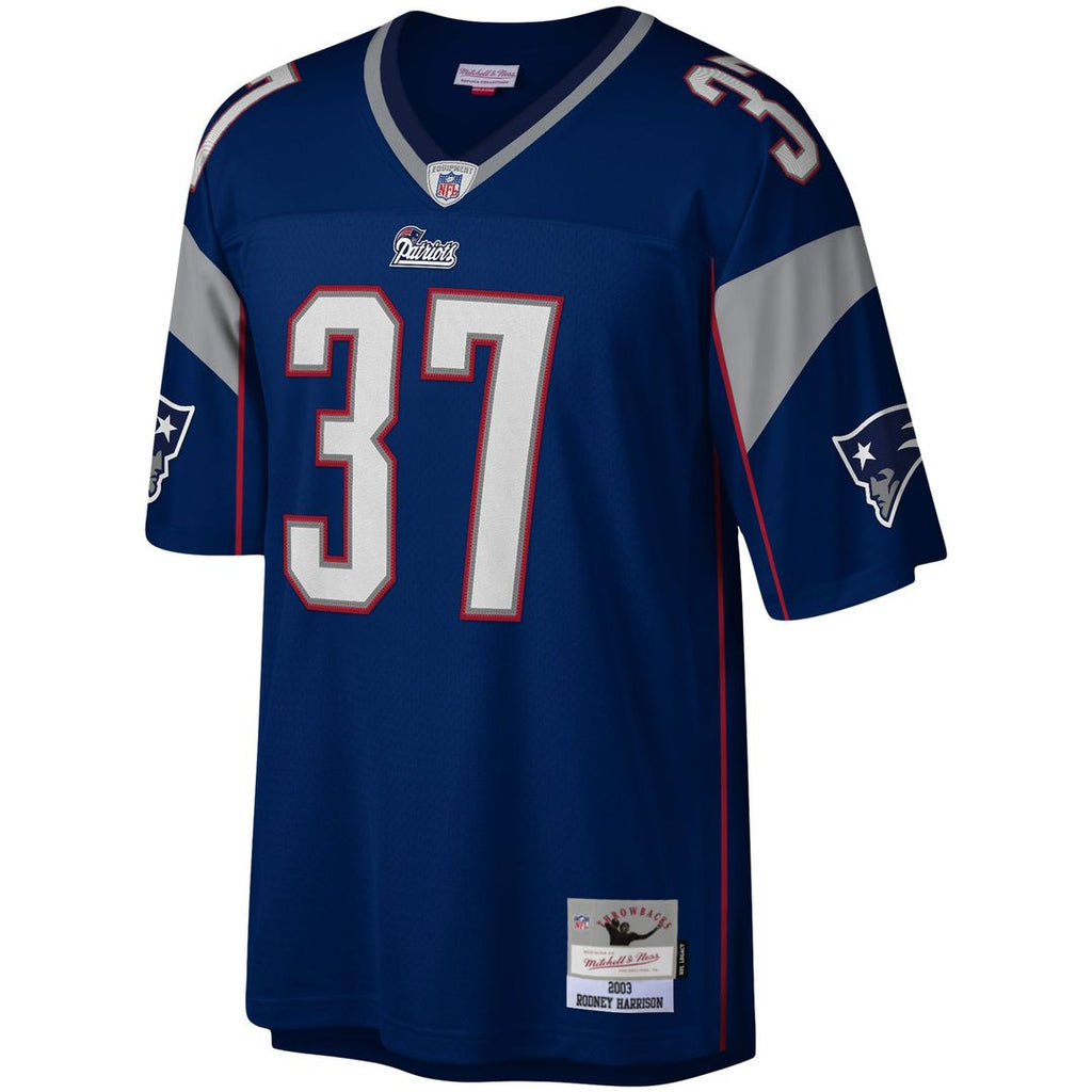 New England Patriots Rodney Harrison Navy Legacy Replica Jersey product image 2, provided for visual reference and product