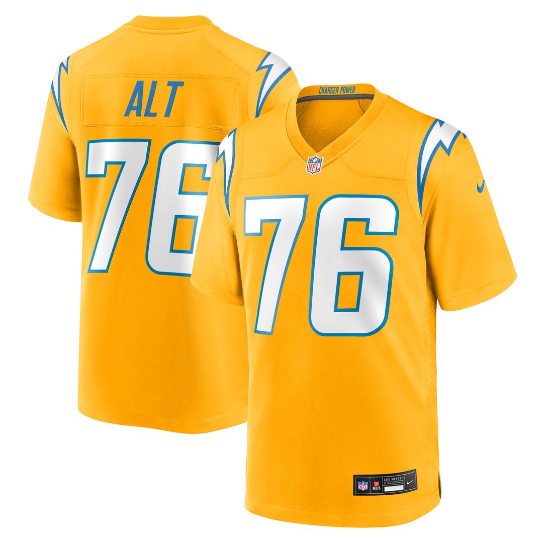 Los Angeles Chargers Joe Alt Gold Alternate Charger Power Game Player Jersey product image 1, provided for visual reference