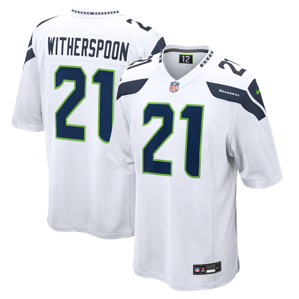 Seattle Seahawks Devon Witherspoon White Game Jersey product image 1, provided for visual reference and product detail review