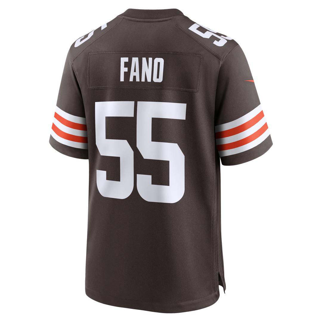 Cleveland Browns Spencer Fano Brown Team Game Jersey product image 3, provided for visual reference and product detail review