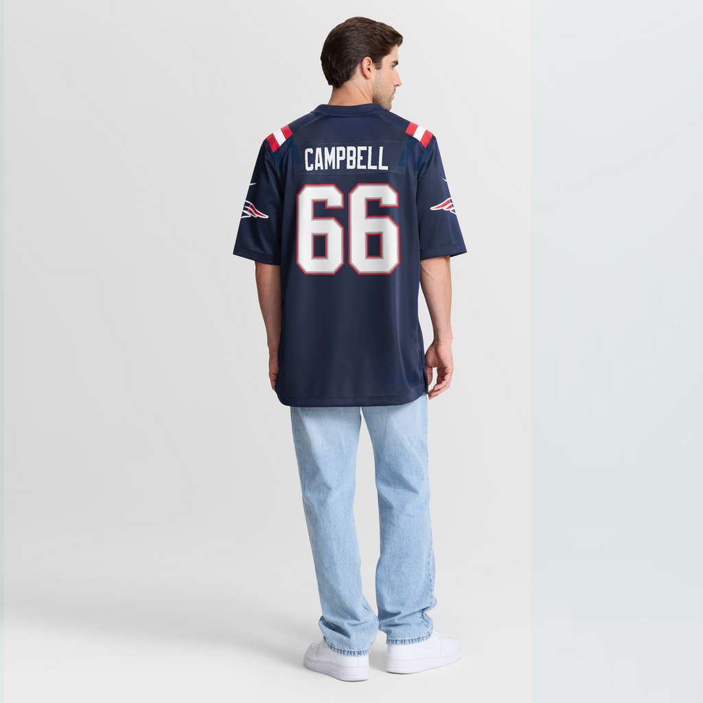 New England Patriots Will Campbell Navy Team Game Jersey product image 5, provided for visual reference and product detail