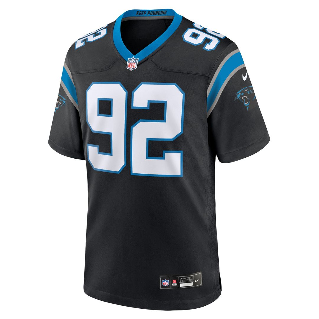 Carolina Panthers Cam Jackson Black Team Game Jersey product image 2, provided for visual reference and product detail review