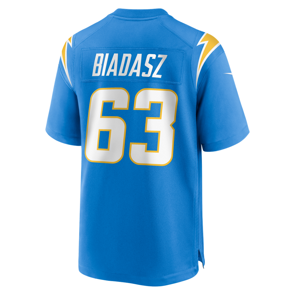 Los Angeles Chargers Tyler Biadasz Powder Blue Team Game Jersey product image 3, provided for visual reference and product