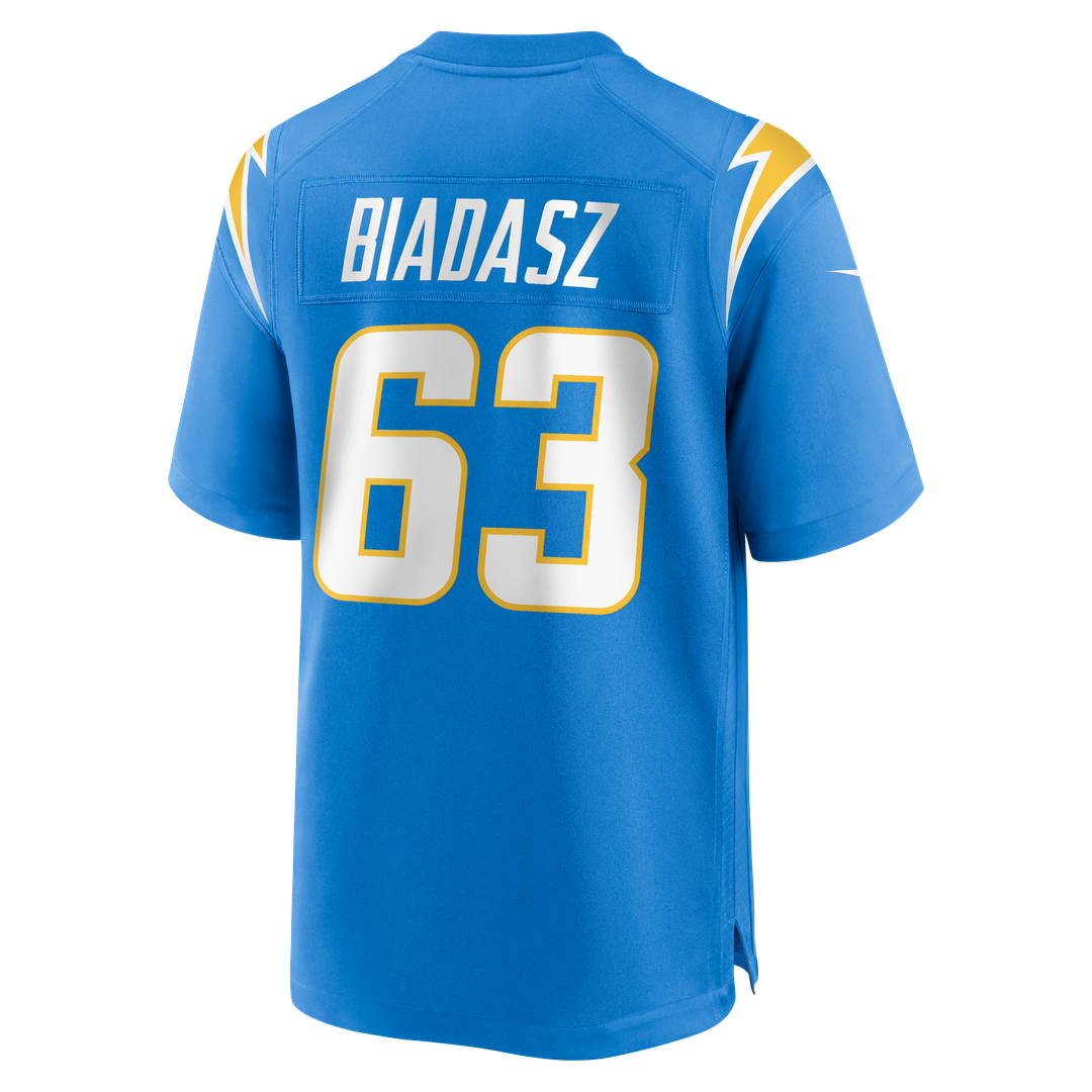 Los Angeles Chargers Tyler Biadasz Powder Blue Team Game Jersey product image 3, provided for visual reference and product