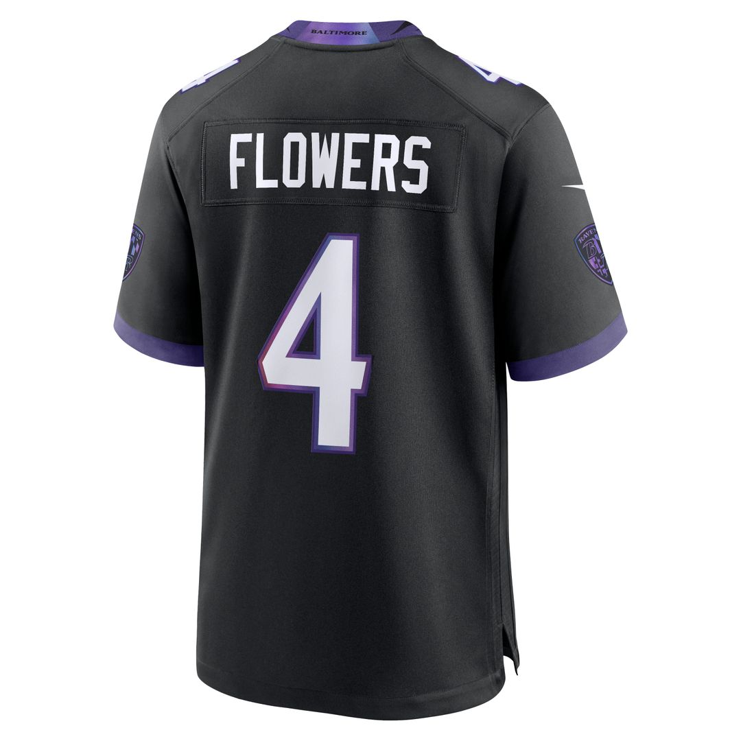 Baltimore Ravens Zay Flowers Purple Alternate Game Jersey product image 9, provided for visual reference and product detail