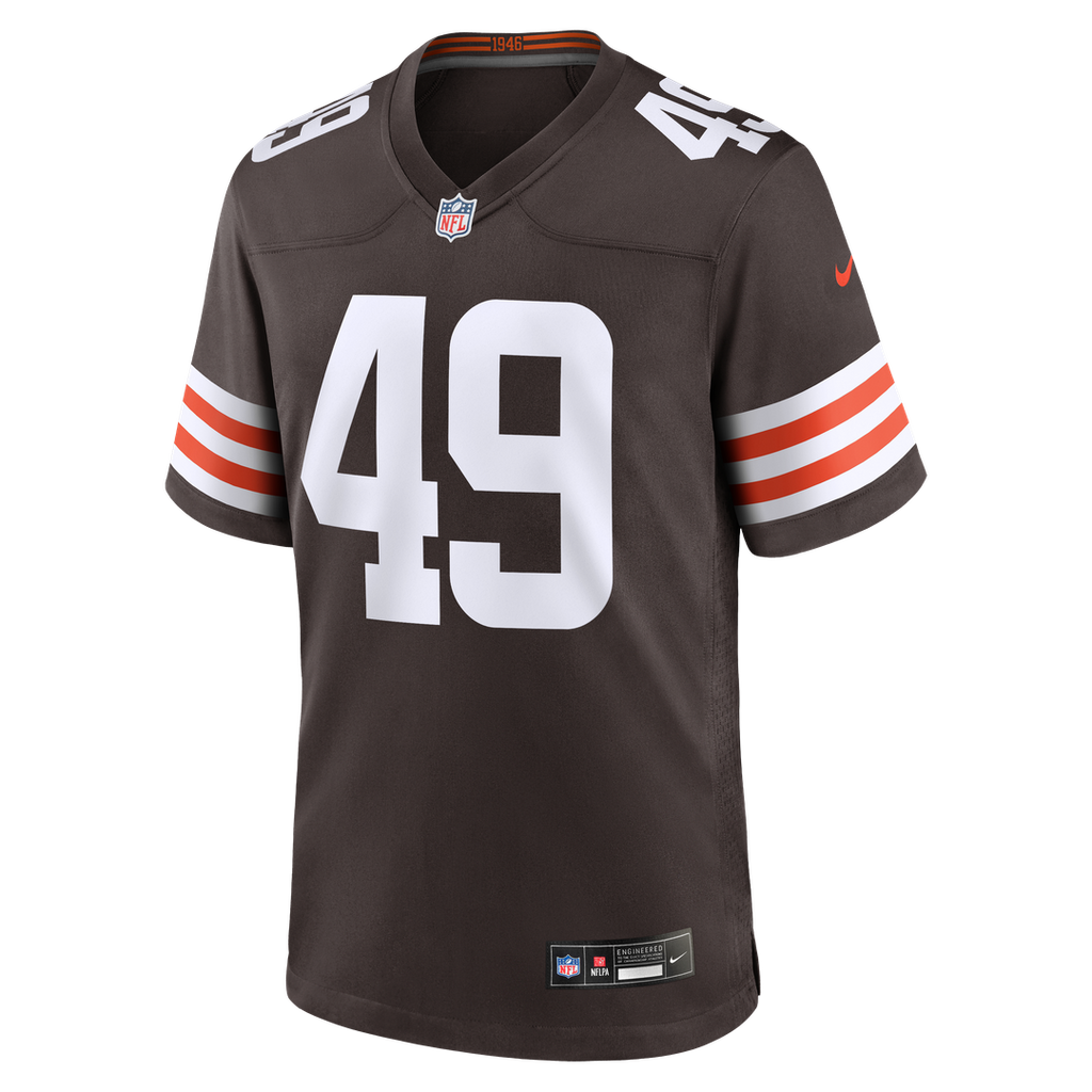 Cleveland Browns Carson Schwesinger Brown 2025 NFL Draft Game Jersey product image 2, provided for visual reference and