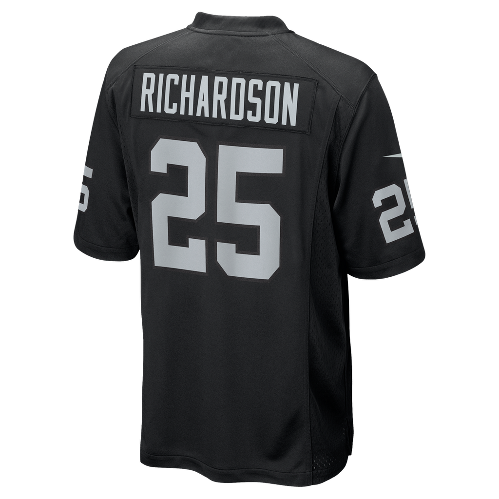 Las Vegas Raiders Decamerion Richardson Black Team Game Jersey product image 3, provided for visual reference and product