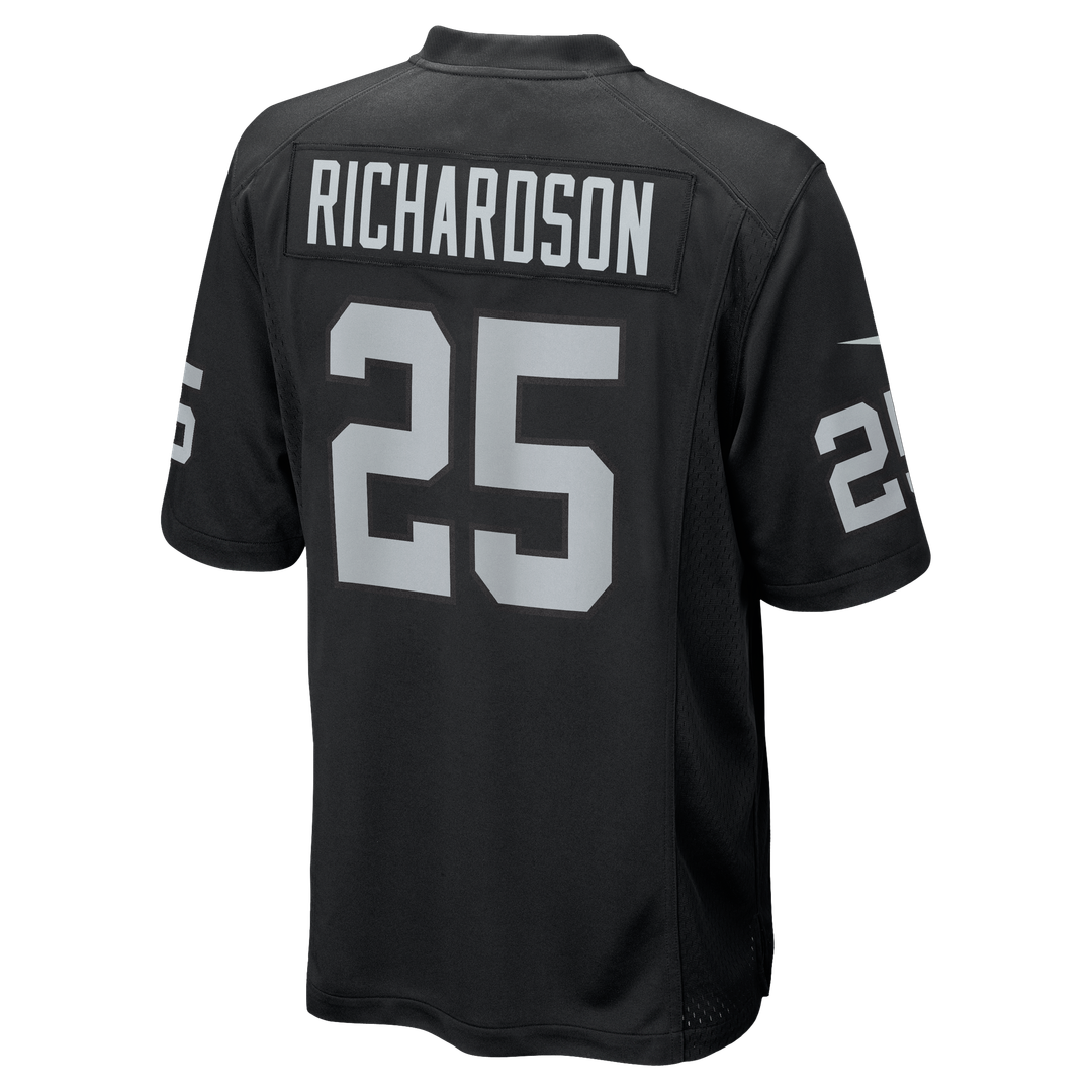 Las Vegas Raiders Decamerion Richardson Black Team Game Jersey product image 3, provided for visual reference and product
