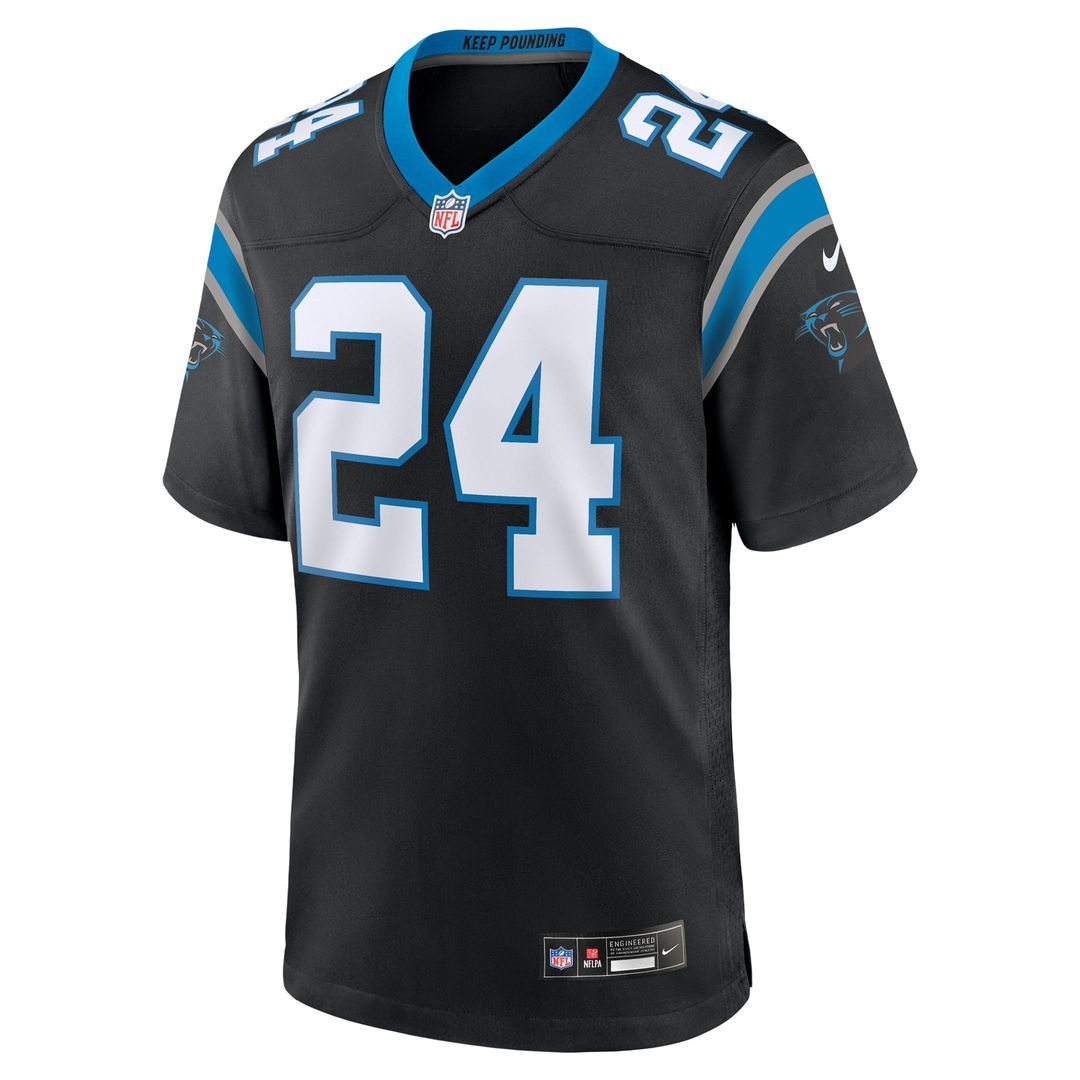 Carolina Panthers Jonathon Brooks Black Game Jersey product image 2, provided for visual reference and product detail review