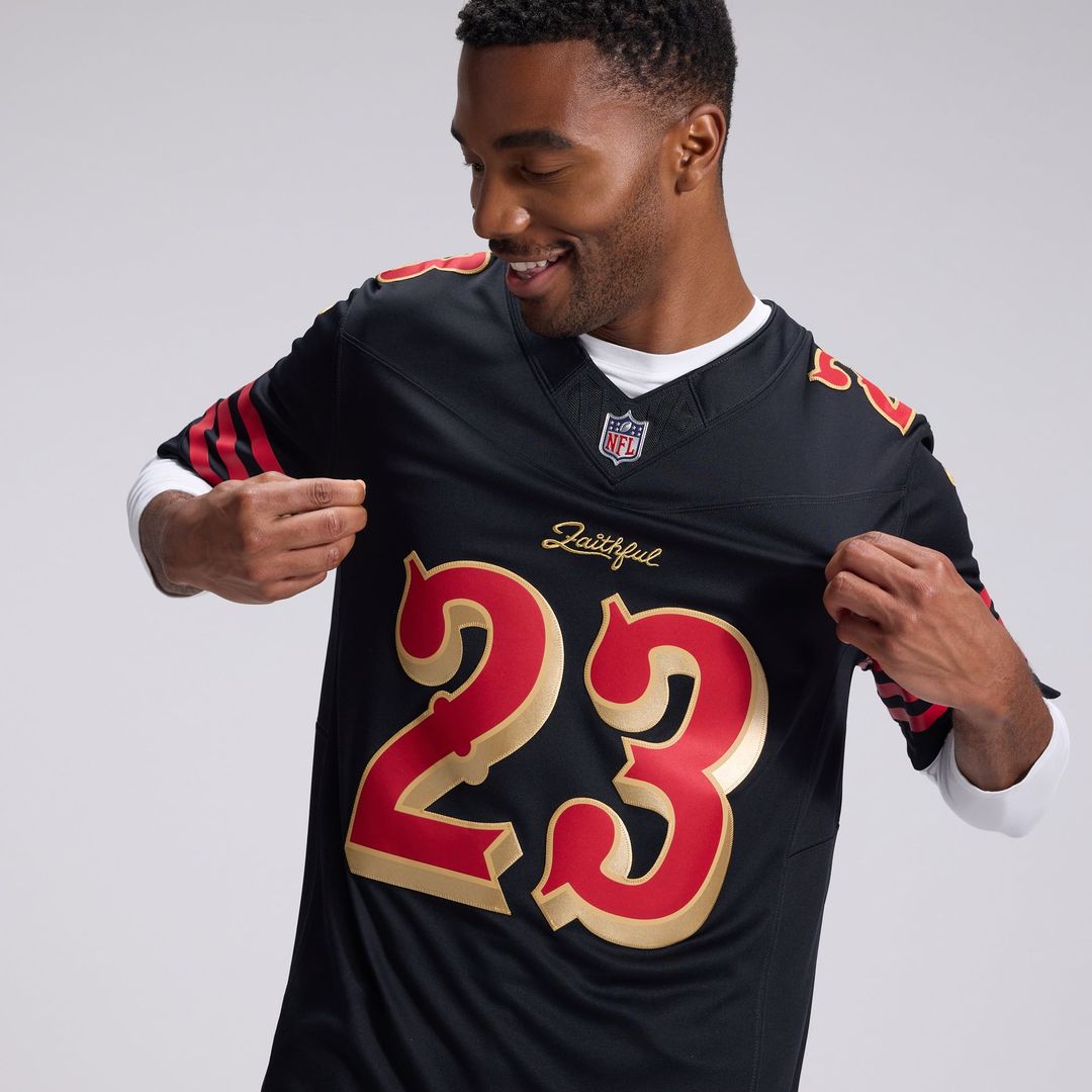 San Francisco 49ers Christian McCaffrey Black Rivalries Collection Stitched Limited Jersey product image 9, provided for