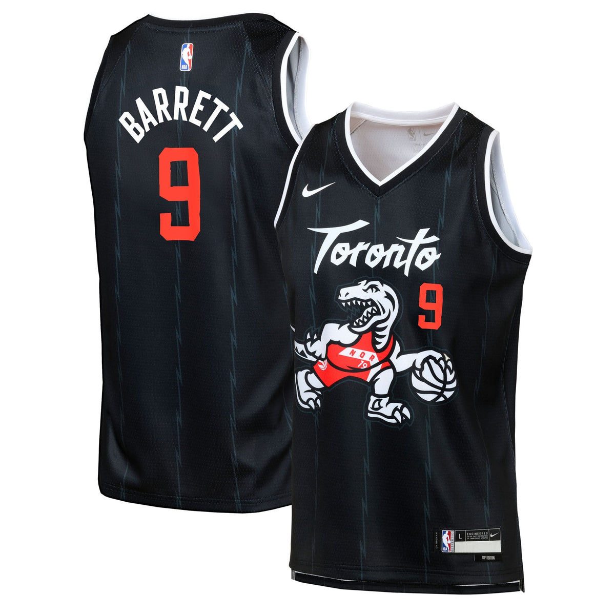 RJ Barrett Toronto Raptors 2025/26 City Edition Swingman Jersey - Black - Youth product image 1, provided for visual