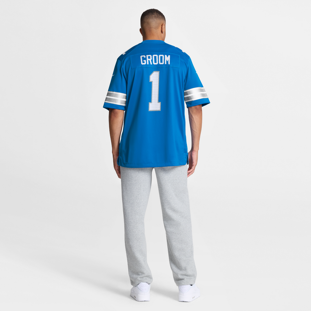 Detroit Lions Number 1 Groom Blue Game Jersey product image 8, provided for visual reference and product detail review