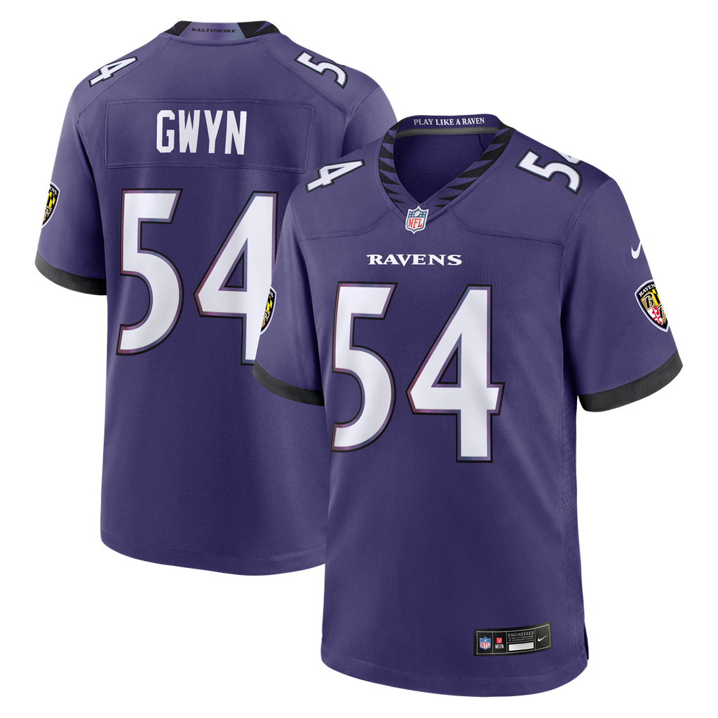 Baltimore Ravens Jovaughn Gwyn Purple Team Game Jersey product image 1, provided for visual reference and product detail