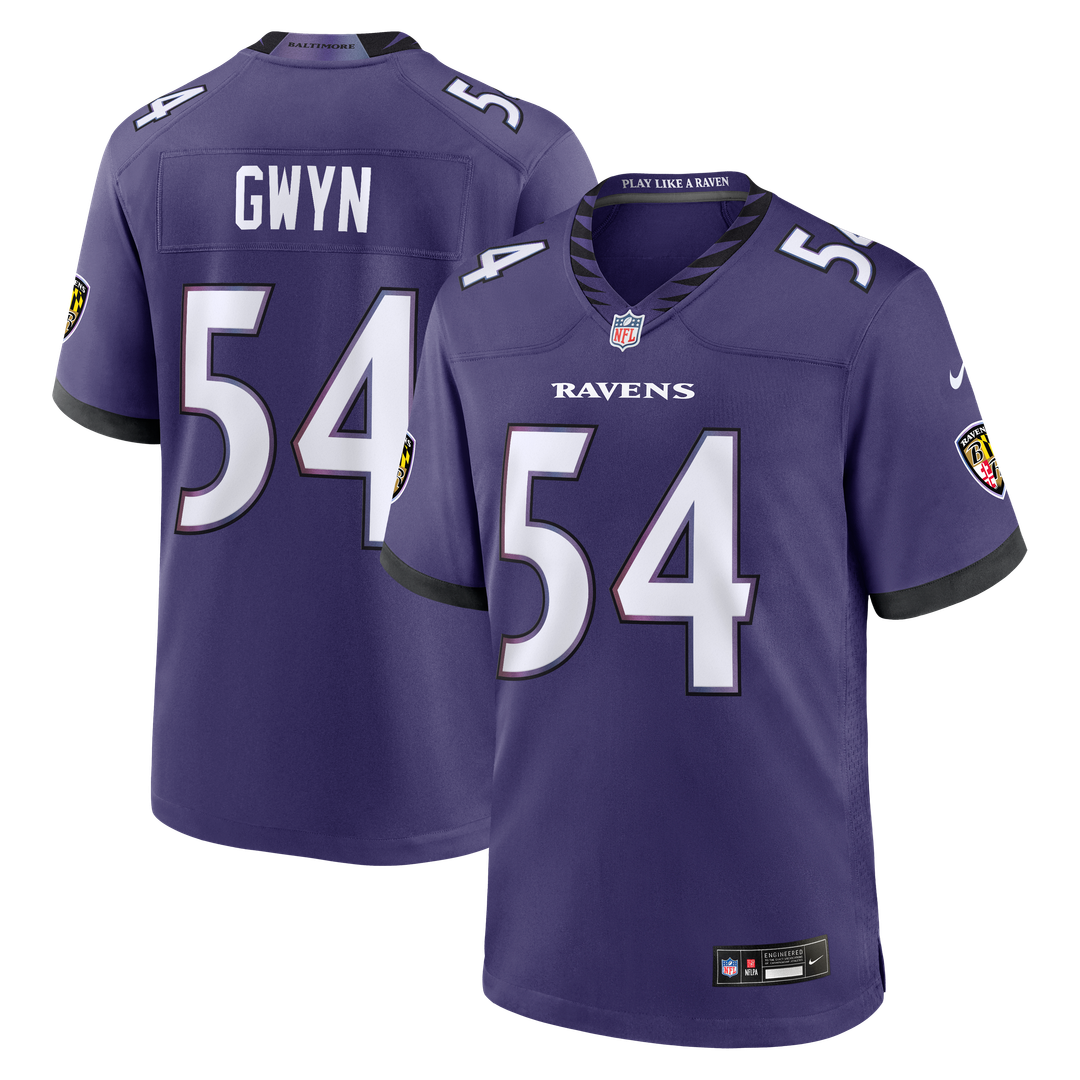 Baltimore Ravens Jovaughn Gwyn Purple Team Game Jersey product image 1, provided for visual reference and product detail