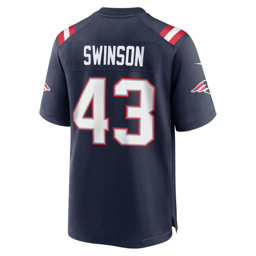 New England Patriots Bradyn Swinson Navy Team Game Jersey product image 5, provided for visual reference and product detail