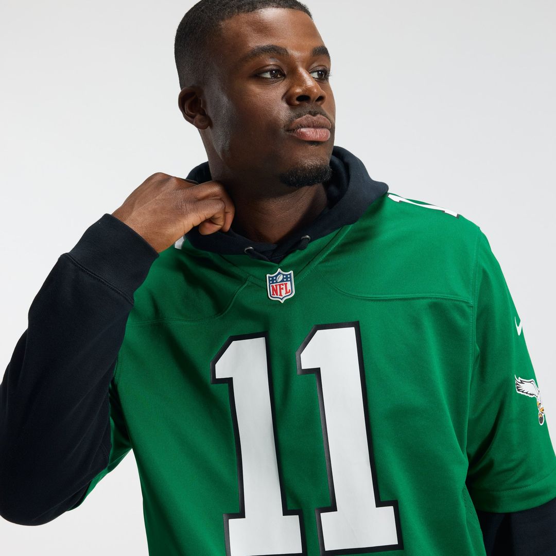 Philadelphia Eagles A.J. Brown Kelly Green Alternate Game Player Jersey product image 10, provided for visual reference and