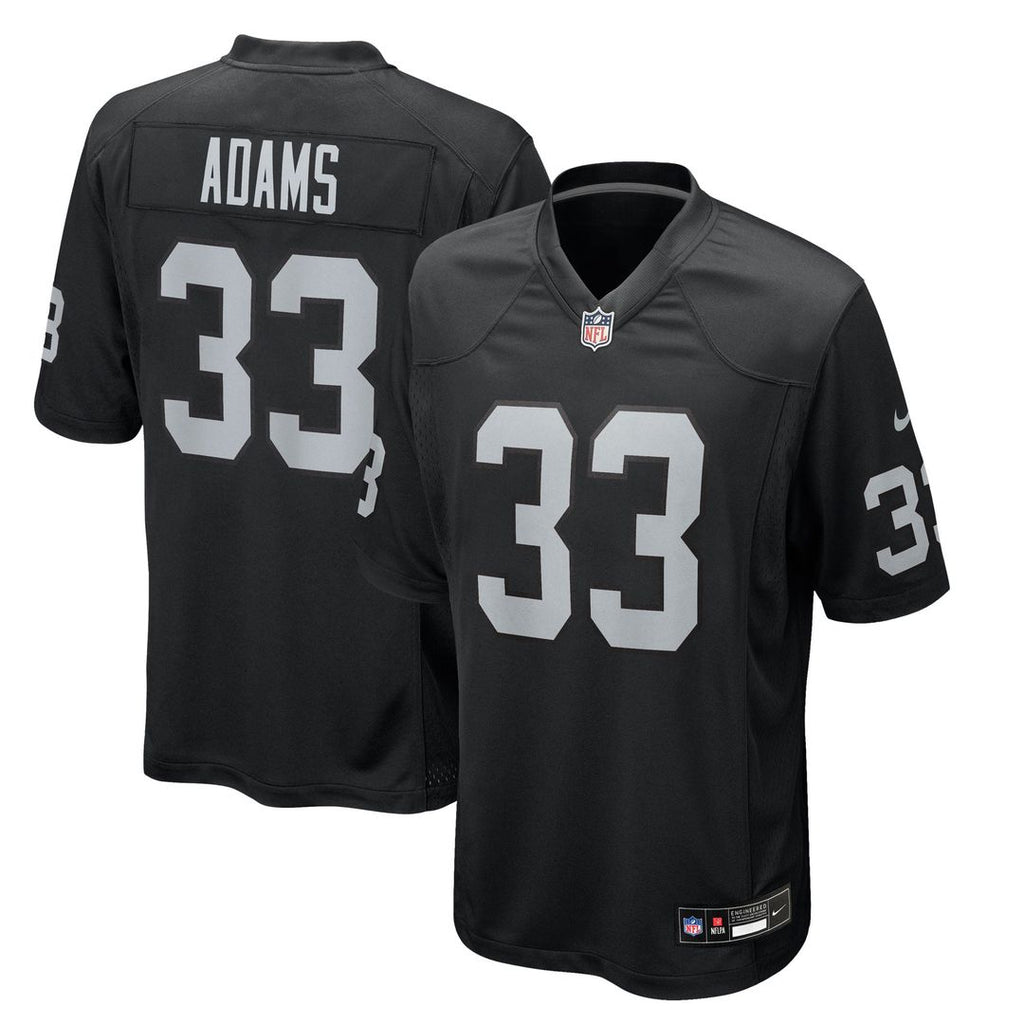 Las Vegas Raiders Jamal Adams Black Team Game Jersey product image 1, provided for visual reference and product detail review
