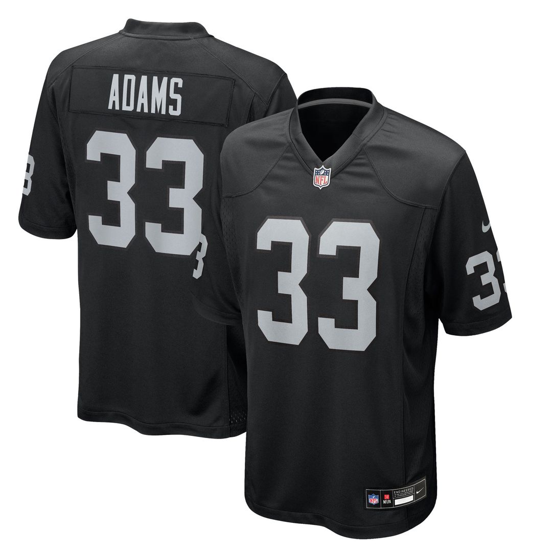 Las Vegas Raiders Jamal Adams Black Team Game Jersey product image 1, provided for visual reference and product detail review