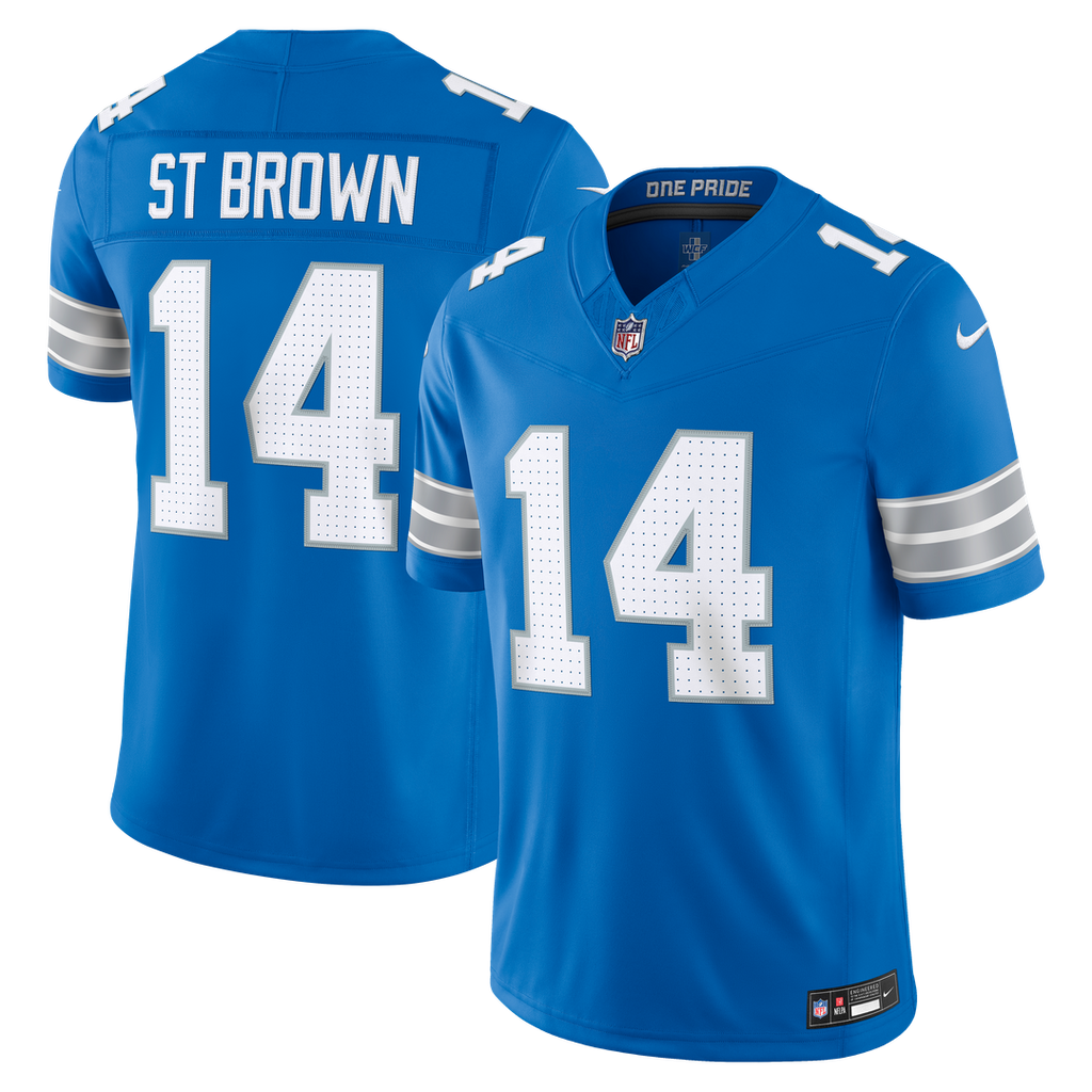 Detroit Lions Amon-Ra St. Brown Blue Team Vapor F.U.S.E. Stitched Limited Jersey product image 15, provided for visual