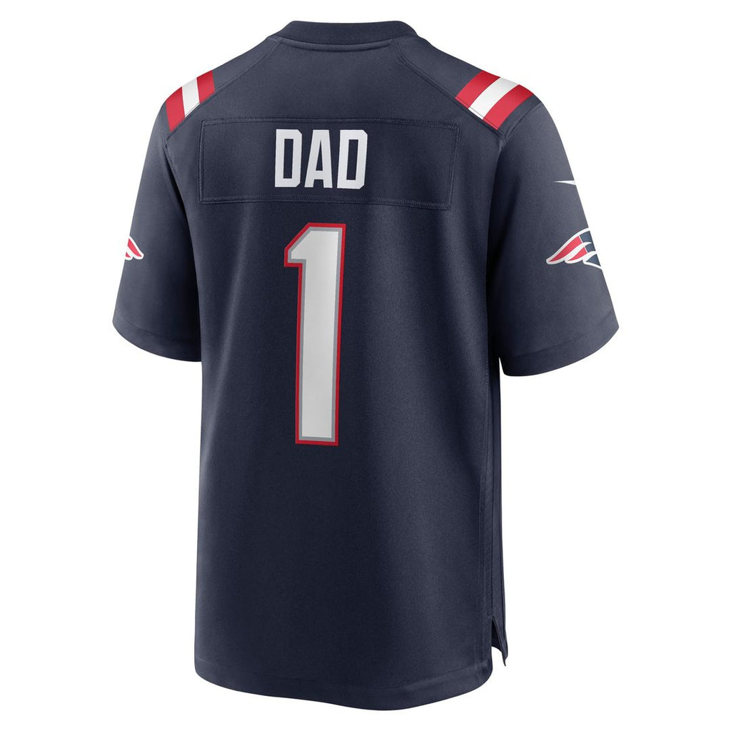 New England Patriots Number 1 Dad Navy Game Jersey product image 3, provided for visual reference and product detail review