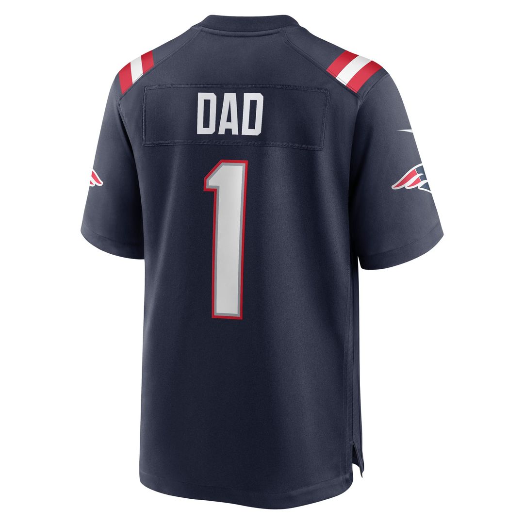 New England Patriots Number 1 Dad Navy Game Jersey product image 3, provided for visual reference and product detail review