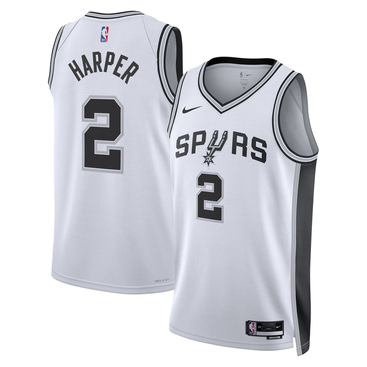 Dylan Harper San Antonio Spurs 2025 Swingman Association Jersey - White - Youth product image 2, provided for visual
