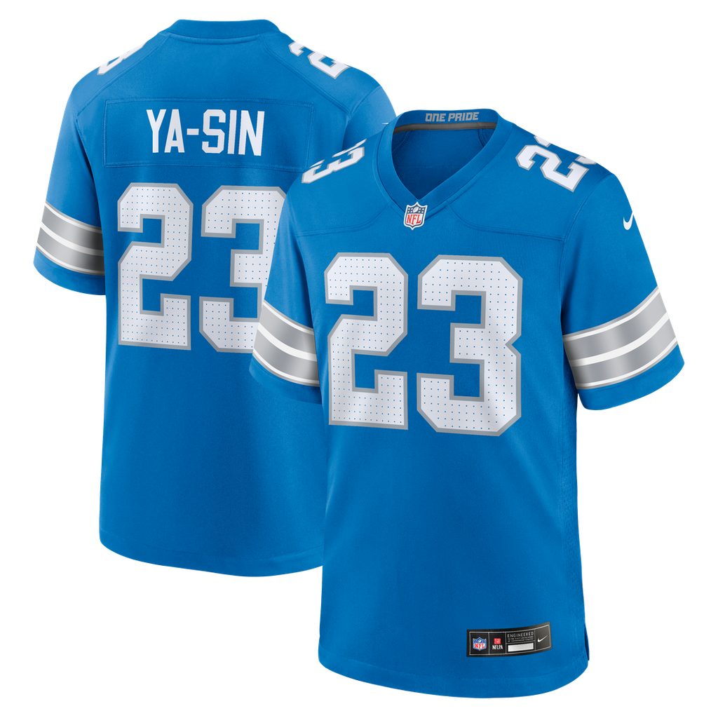 Detroit Lions Rock Ya-Sin Blue Team Game Jersey product image 1, provided for visual reference and product detail review