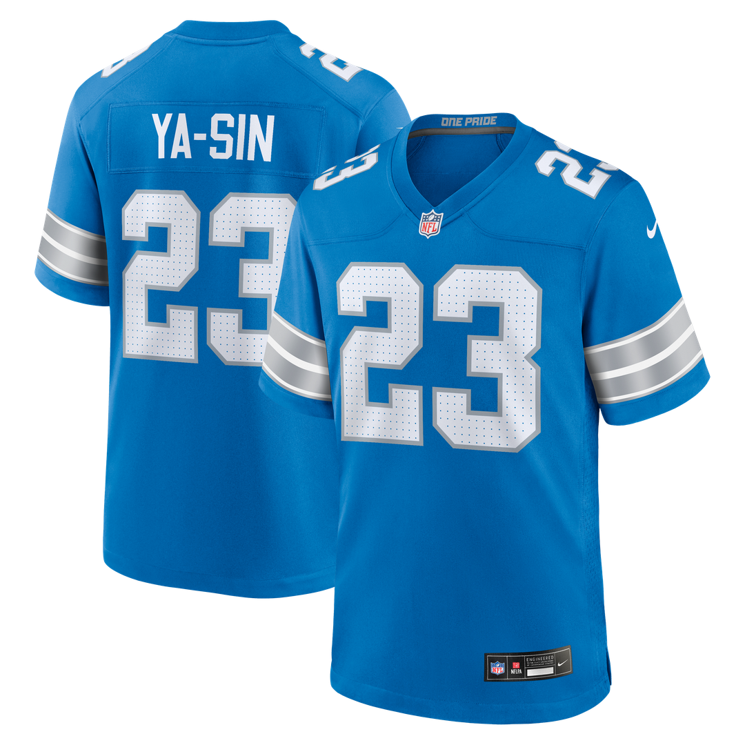 Detroit Lions Rock Ya-Sin Blue Team Game Jersey product image 1, provided for visual reference and product detail review