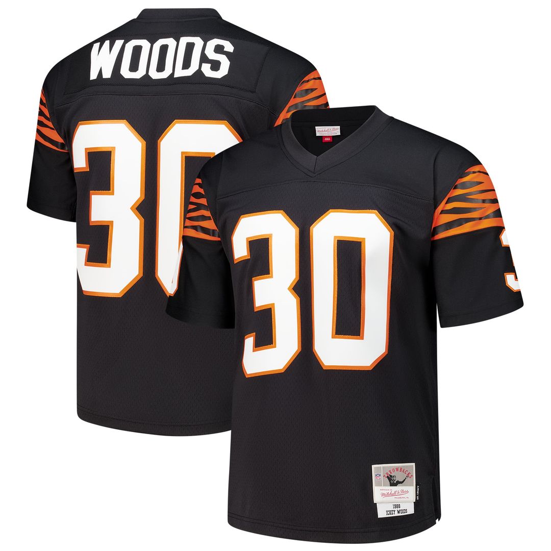 Cincinnati Bengals Ickey Woods Black 1988 Legacy Replica Jersey product image 1, provided for visual reference and product