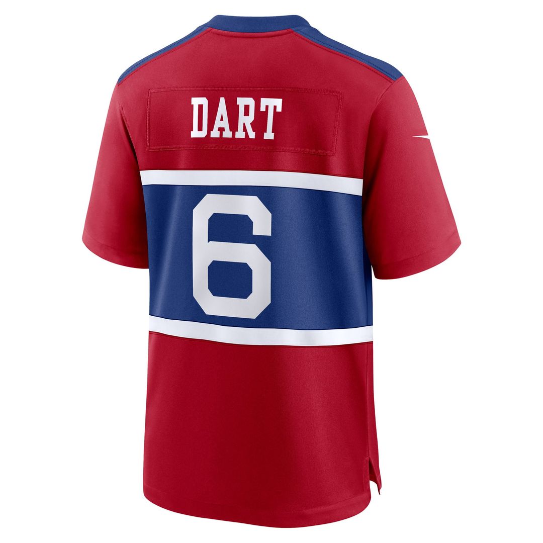 New York Giants Jaxson Dart Red Alternate Century Red Game Jersey product image 3, provided for visual reference and product