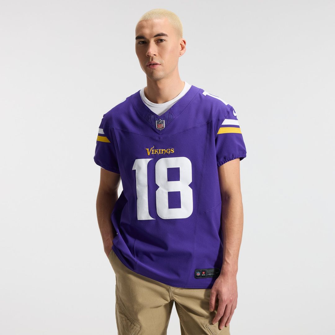 Minnesota Vikings Justin Jefferson Purple Team Vapor F.U.S.E. Elite Jersey product image 2, provided for visual reference