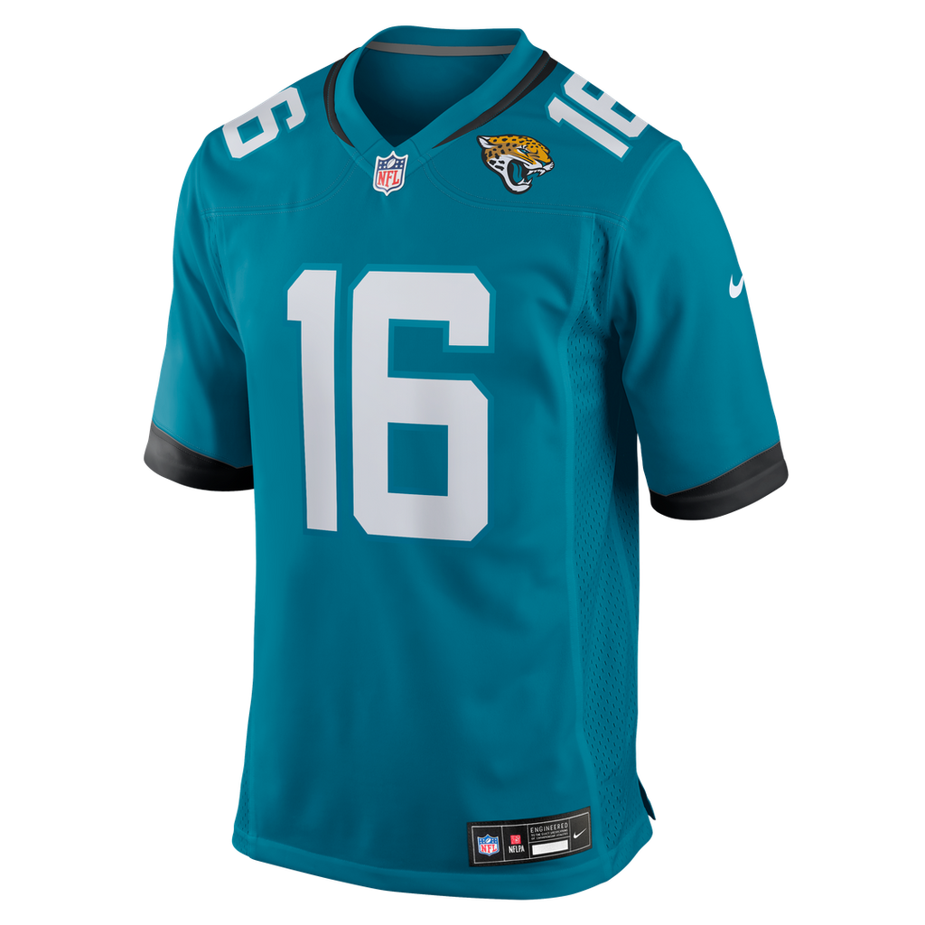 Jacksonville Jaguars Trevor Lawrence Teal Game Jersey product image 2, provided for visual reference and product detail