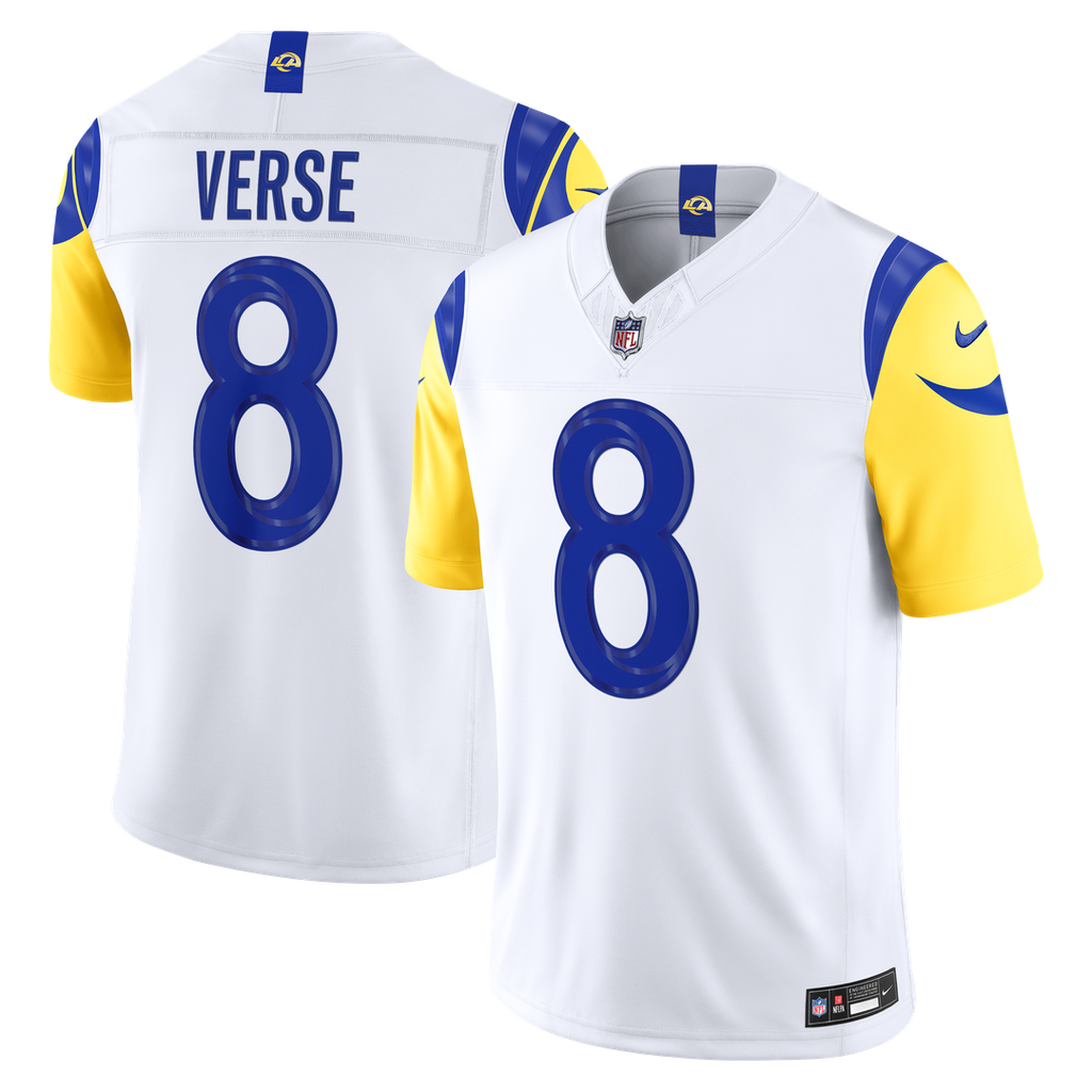 Los Angeles Rams Jared Verse White Vapor F.U.S.E. Stitched Limited Jersey product image 1, provided for visual reference and
