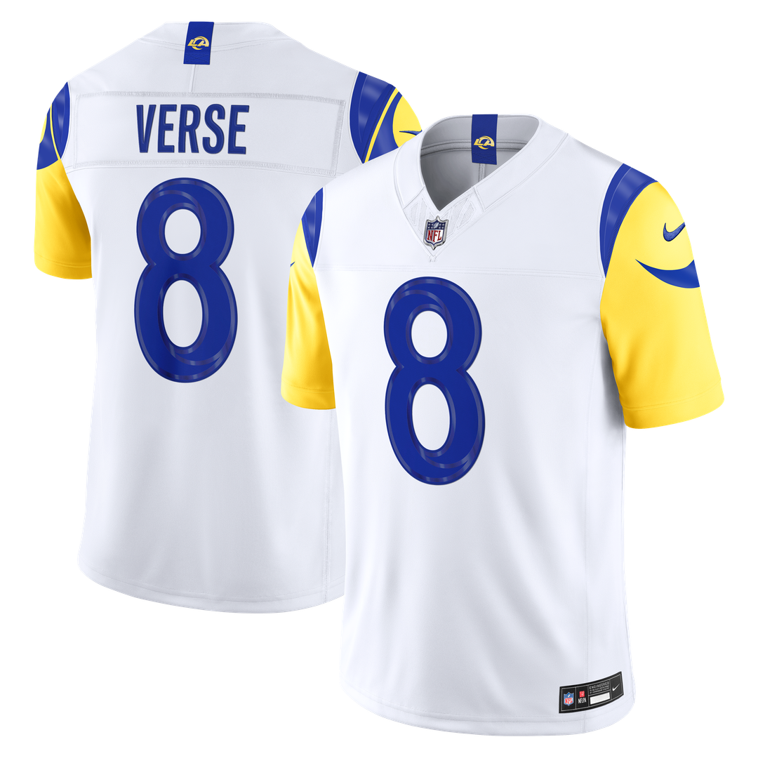 Los Angeles Rams Jared Verse White Vapor F.U.S.E. Stitched Limited Jersey product image 1, provided for visual reference and