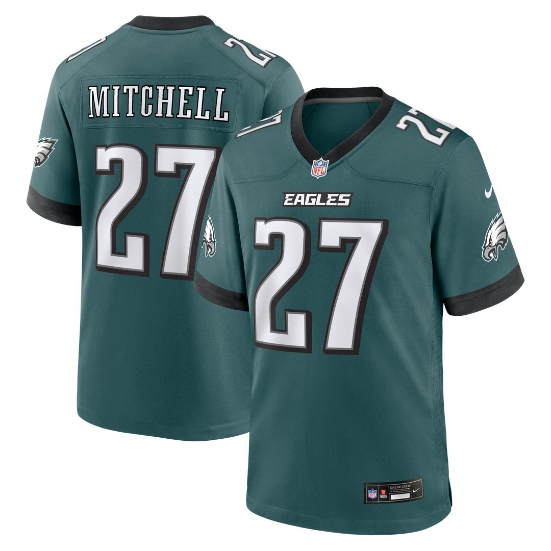 Philadelphia Eagles Quinyon Mitchell Midnight Green Team Game Jersey product image 1, provided for visual reference and